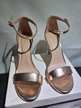 Rose Gold Metallic Ankle Strap Sandals